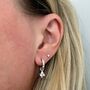 The Tetrahedron Accent Pyramid Hoop Earrings, Silver, thumbnail 3 of 6