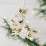 Gold Crescent Moon Dried Flower Christmas Bauble, thumbnail 1 of 4