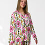 Ikat Print 100% Cotton Ladies Pyjamas In White And Pink, thumbnail 4 of 9
