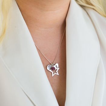 Personalised Open Star Necklace With Birthstones, 13 of 13