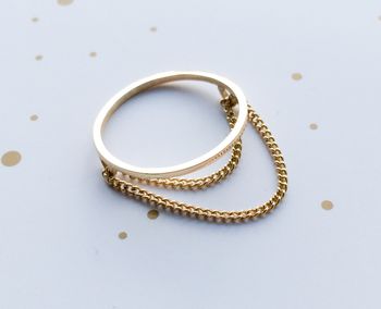 Solid Gold Slim Ring With Chain Detail, 6 of 8