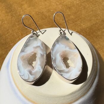 Semi Precious Geode Earrings Set In Sterling Silver, 3 of 4