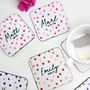 Personalised Dotty Coasters Pair, thumbnail 3 of 8