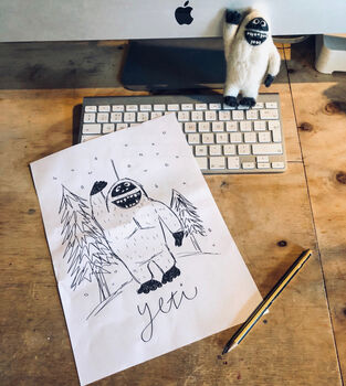 Handmade Felt Yeti Biodegradable Hanging Decoration, 3 of 8