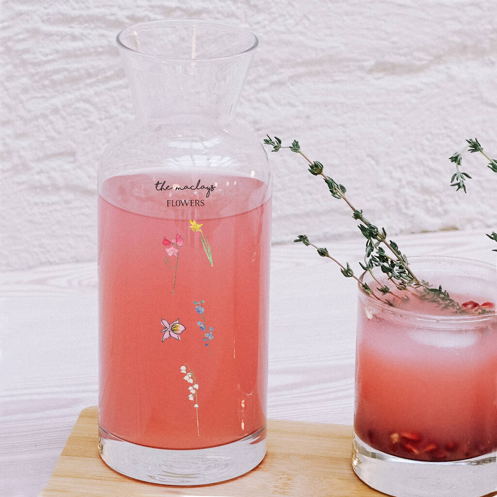 Personalised Family Birth Flower Stems Carafe, 1 of 2