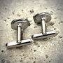 Fly Fishing Reel Cufflinks Antiqued Pewter, thumbnail 3 of 4
