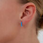 Beaded Blue Opal Huggie Hoop Earrings, thumbnail 2 of 4