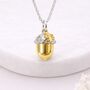Personalised Sterling Silver And Gold Acorn Pendant Necklace With Leaf, thumbnail 4 of 11