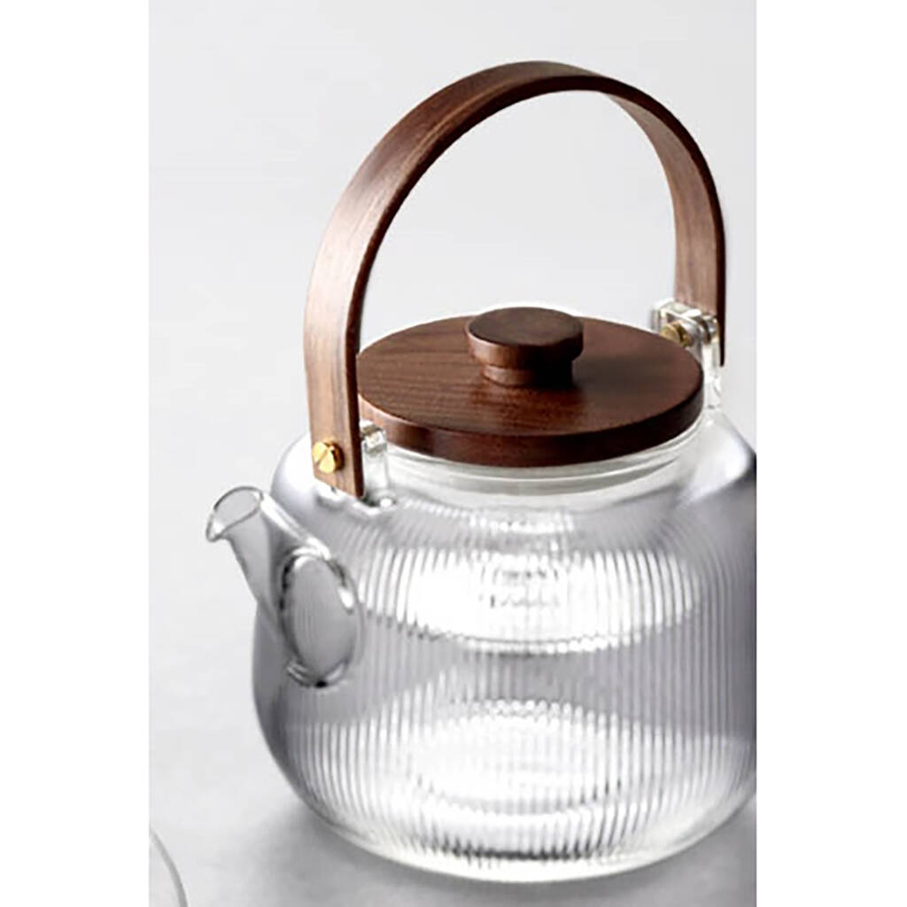 Glass Teapot With Wood Handle And Two Infusers By Rendy Shop UK