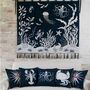 Embroidered Marine Starfish Cushion In Navy Blue Wool, thumbnail 2 of 2