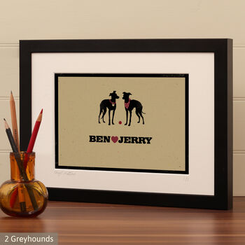 Personalised Greyhound Print For One Or Two Dogs, 9 of 12