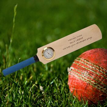 Personalised Mini Cricket Bat With Clock, 7 of 7