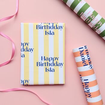 Personalised Striped Text Wrapping Paper, 6 of 9