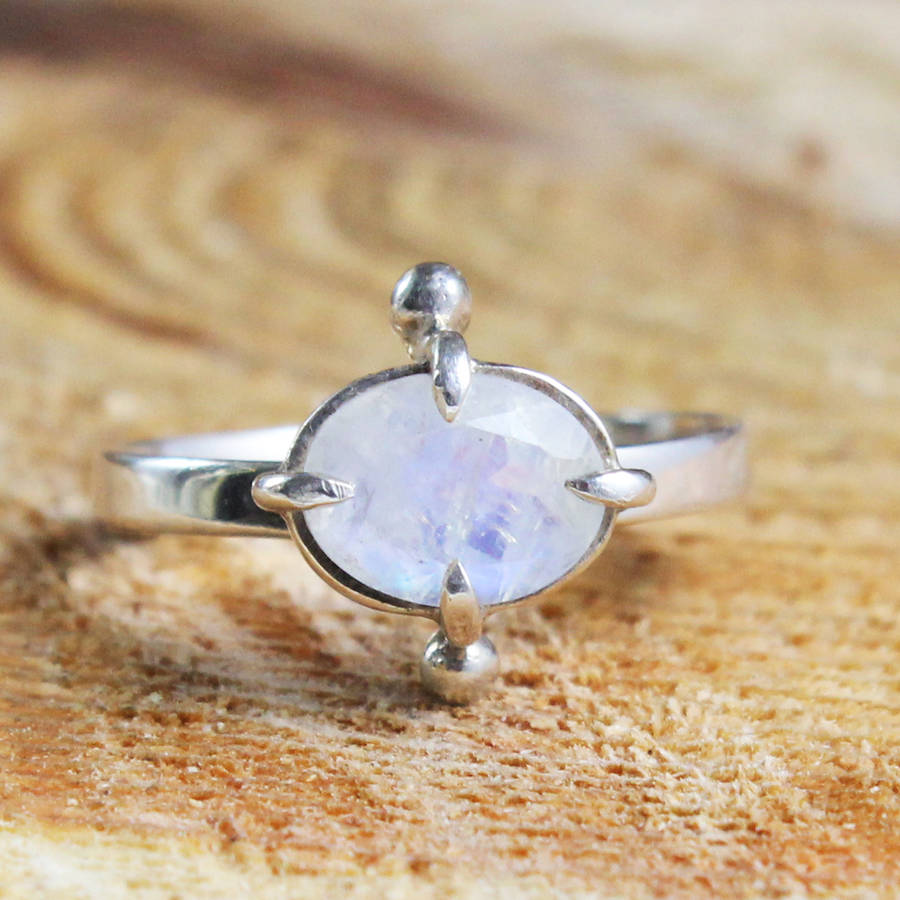 Sterling Silver Bohemian Oval Moonstone Ring By Amelia May ...