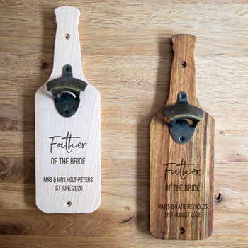 Personalised Wall Mounted Bottle Opener Father Of The Bride Or Groom Gift, 5 of 6