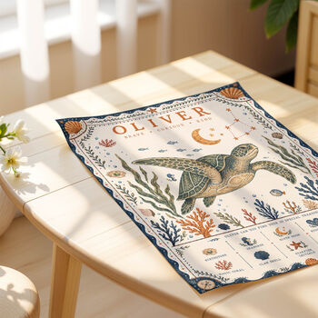 Personalised Sea Turtle Hidden Treasure Print | Children's Birth Keepsake, 5 of 9
