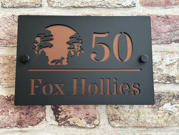 Personalised Fox In Forest Design House Acrylic Number Sign, 3 of 6