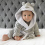 Personalised Soft Baby Grey Teddy Dressing Gown, thumbnail 3 of 6