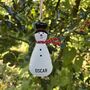 Personalised Metal Snowman Christmas Hanging Decoration, thumbnail 2 of 3