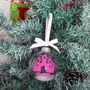 Pink Fairy Castle Personalised Christmas Tree Bauble, thumbnail 2 of 2
