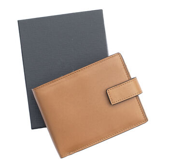 Men's Luxury Tan Leather Wallet Flip Up Rfid Safe, 6 of 6