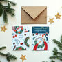 Pack Of Six Wreath Making Illustrated Christmas Cards, thumbnail 1 of 4