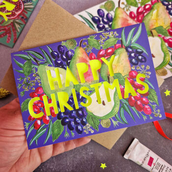 Happy Christmas Pears Papercut Christmas Card, 3 of 7