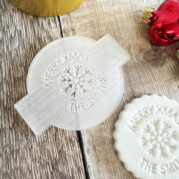 Personalised Snowflake Christmas Cake Embosser Cupcakes Biscuits, 5 of 5