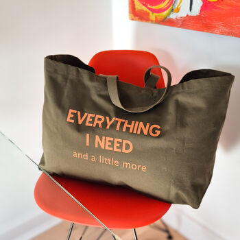 Custom Text Oversized Canvas Tote Bag, 5 of 12
