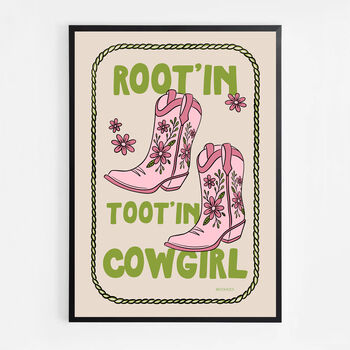 Root'in Toot'in Cowgirl Print, 5 of 8