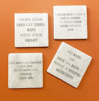 Set Of Four Ceramic Running Quotes Coasters, 2 of 4