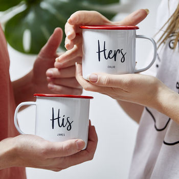 Personalised His And Hers Enamel Mugs, 6 of 10