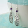 Handmade Peacock Feather Textured Earrings, thumbnail 1 of 2