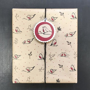 Brown Robin Christmas Wrapping Paper 5m Roll, 2 of 3