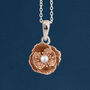 Personalised Rose Gold Plated Sterling Silver August Poppy Birth Flower Necklace, thumbnail 2 of 12