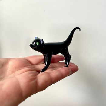 Hand Blown Glass Black Cat Decoration, 4 of 5