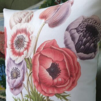 Anemone Flower Print Decorative Cushion, 2 of 6
