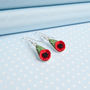 Hand Painted Poppy Dropper Earrings, thumbnail 1 of 5