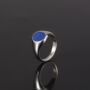Mens Ring Lapis Lazuli Oval Steel Signet Ring, thumbnail 4 of 11