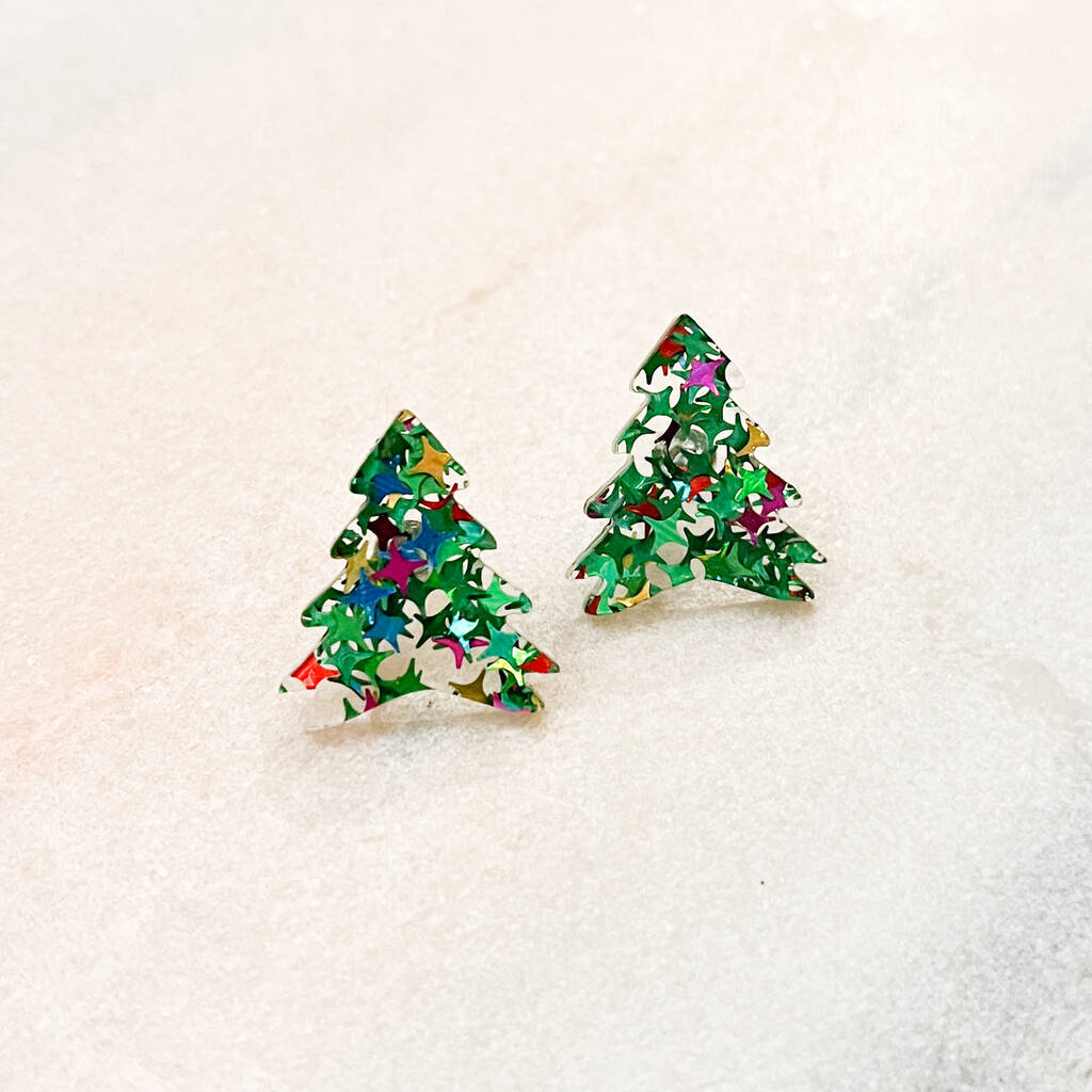 Jubilee Confetti Glitter Christmas Tree Studs