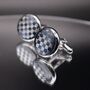 Silver Round Blue Chess Cufflinks Vintage Chessboard, thumbnail 5 of 5
