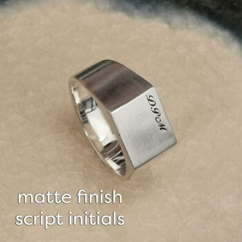 Personalised Initials Large Square Silver Signet Ring, 5 of 11