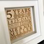 Five Years Wooden Wedding Anniversary Framed Gift, thumbnail 3 of 5