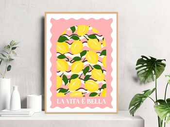 La Vita E Bella Travel Inspired Lemons Poster, 4 of 4