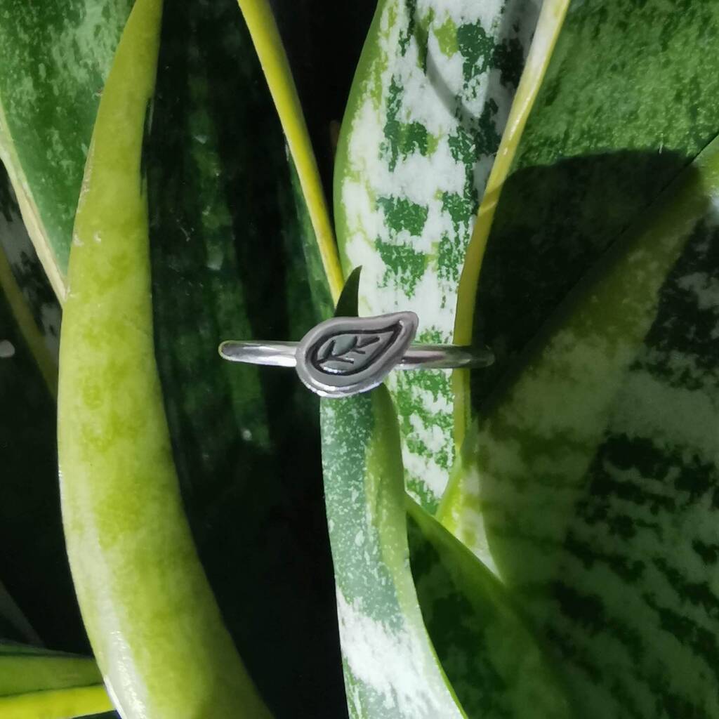 Eco Friendly Sterling Silver Leaf Ring, 1 of 11