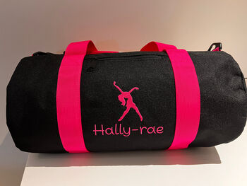 Personalised Embroidered Dance Kit Bag Barrel Style Bag, 4 of 6