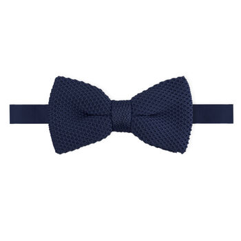 Navy Blue Diamond End Knitted Neck Tie In 100% Soft Polyester, 9 of 12