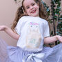 Personalised Organic Flower Crown Bunny Kid's Tshirt, thumbnail 1 of 5