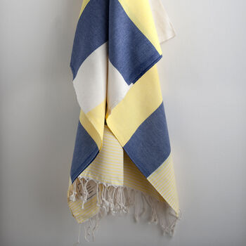 Yellow Blue Balat Turkish Towel, 2 of 2