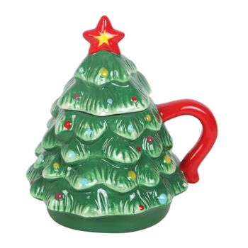 Christmas Tree Mug With Lid Hot Chocolate Mug, 6 of 10